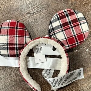 Disney Red and White Plaid Mouse Ears Headband